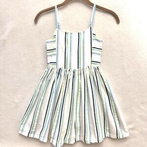 Mini Boden girls 7-8 Stripe Woven Dress Cotton Twill Smocked Summer Sun Dress‎